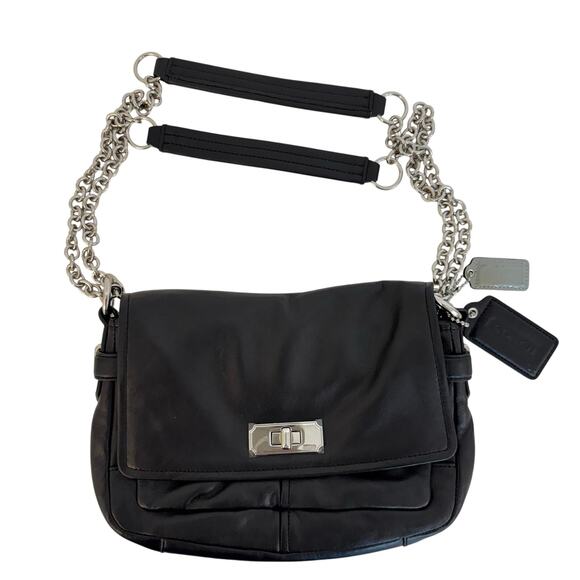 Coach Chelsea Convertible Crossbody Shoulder Bag Turnlock Flap Black F17825 - Picture 1 of 16